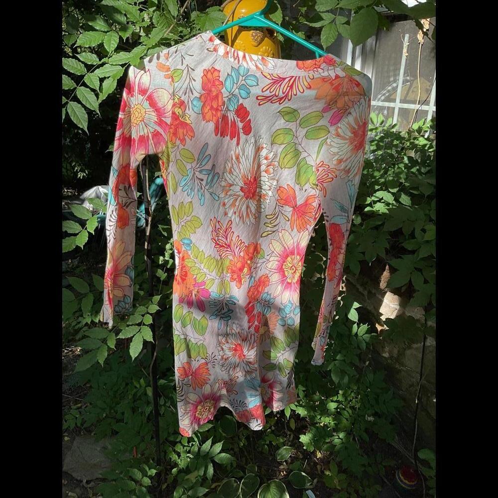Natura Floral Beach Coverup, Vacation, Coastal, Cruise Size Small - Picture 6 of 9